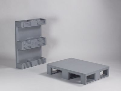 Palety plastikowe higieniczne 800x600x160 mm na 3 płozach bez felg HDPE